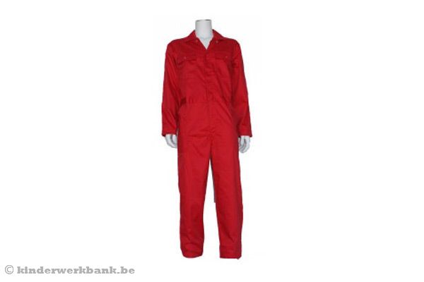 Rode kinderoverall  met naam.