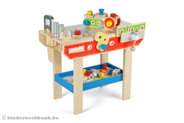 Houten gekleurde werkbank.